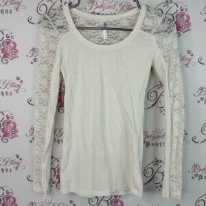 Splash long sleeve Lacie floral y2k cream White Lace Long Sleeve Top